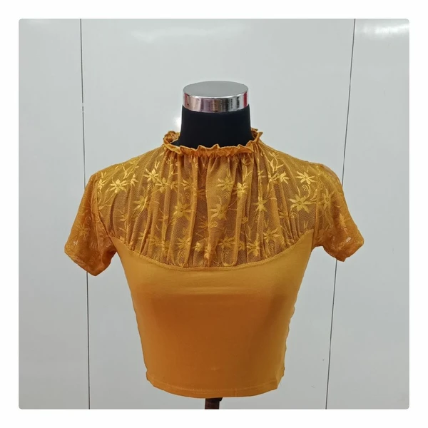 Cotton Lycra Stretchable Readymade Blouse - Orange