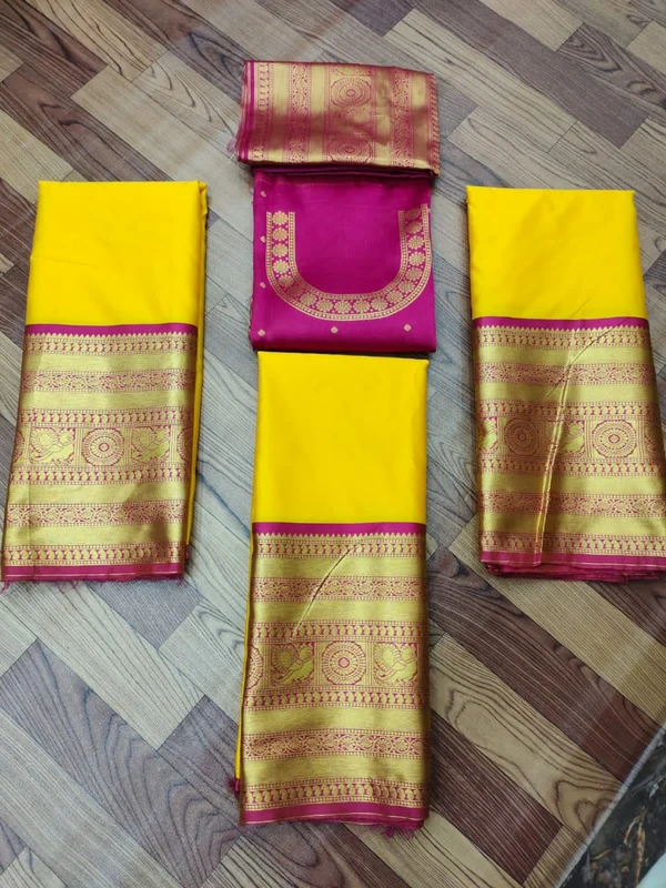 PVR Ramans Kanjivaram Half Saree - Yellow