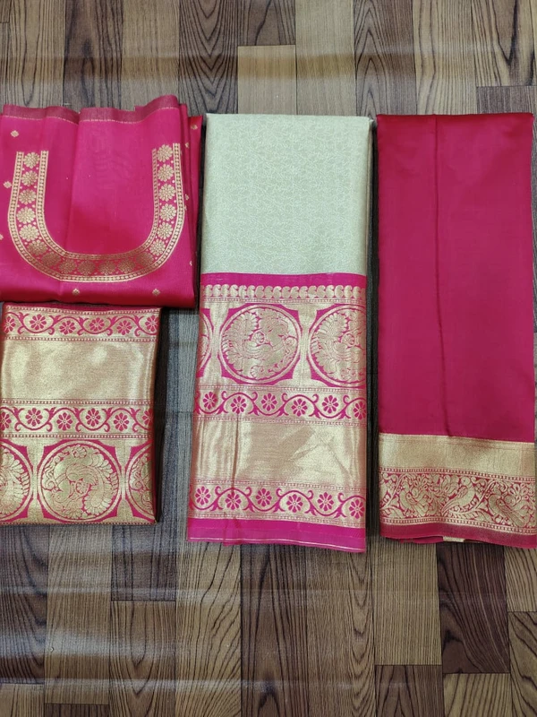 PVR Ramans Kanjivaram Half Saree - Pink