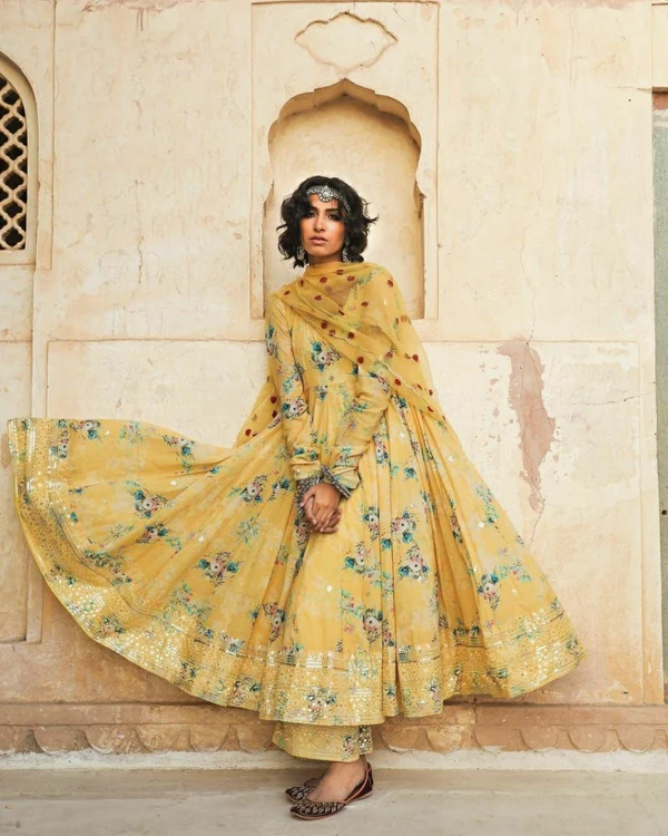 Premium Anarkali Suit - Yellow