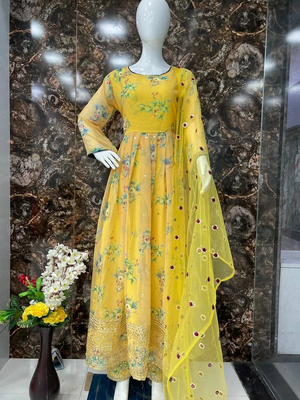 Premium Anarkali Suit - Yellow