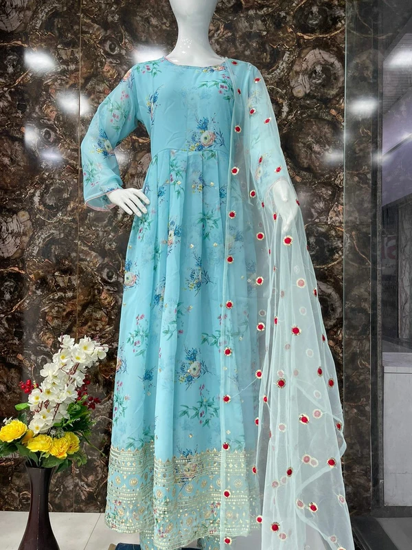 Premium Anarkali Suit - Blue