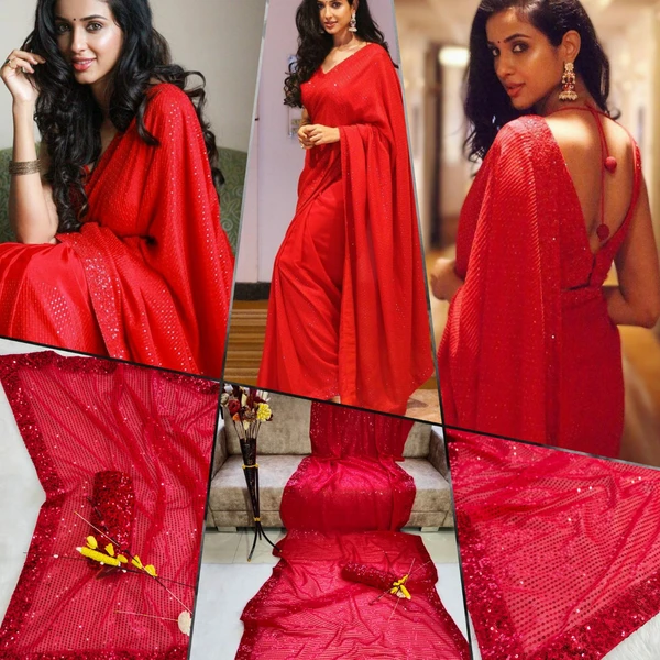 Cheery Red Georgette Saree