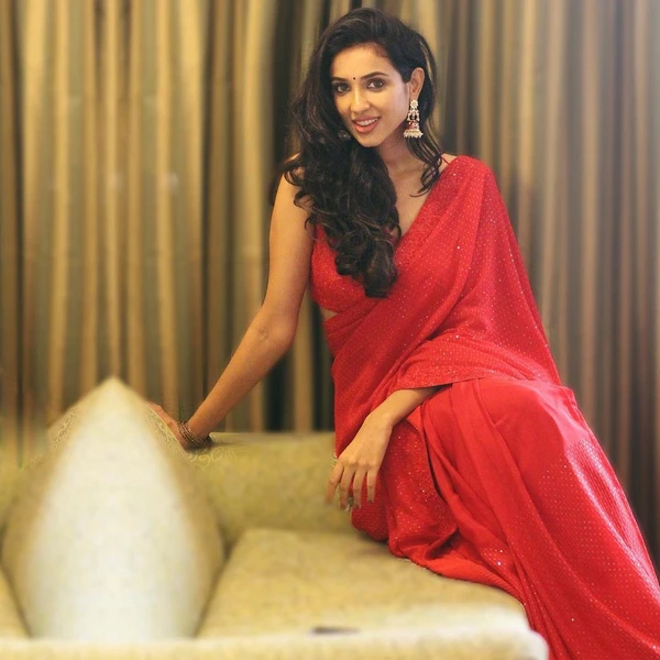 Cheery Red Georgette Saree