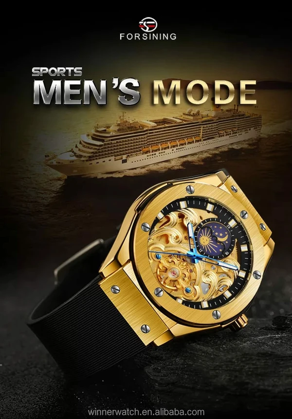 FORSINING KINGLY STYLE AUTOMATIC WATCH - Gold