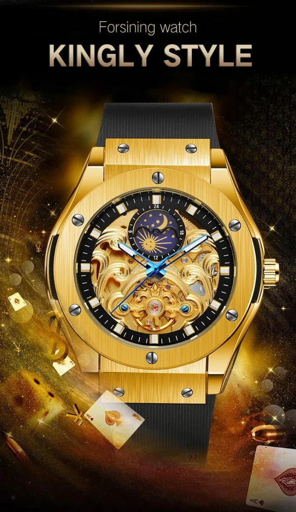 FORSINING KINGLY STYLE AUTOMATIC WATCH - Gold