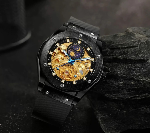 FORSINING KINGLY STYLE AUTOMATIC WATCH - Black