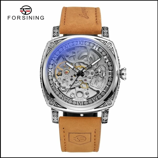 Forsining Luxury Transparent Skeleton Automatic Watch - Silver