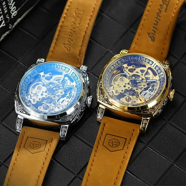 Forsining Luxury Transparent Skeleton Automatic Watch - Silver