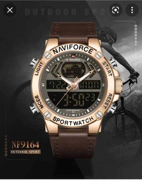 Naviforce Leather Band Quartz Electronic Wristwatch - Brown