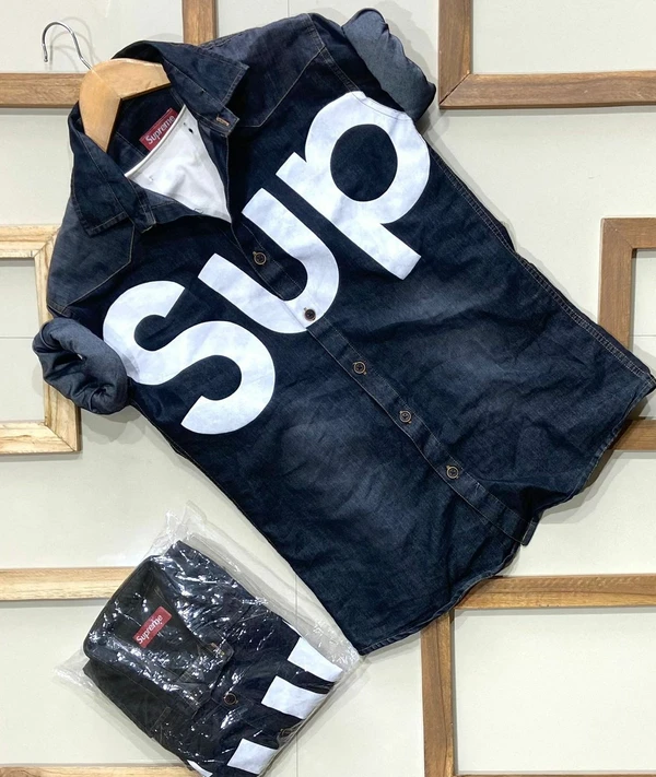 SUPREME DENIM SHIRT - Black, M