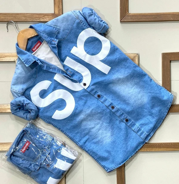 SUPREME DENIM SHIRT - Sky Blue, L