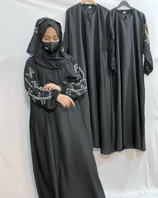 Imported Nida Abaya With Elastic Sleeve - 54