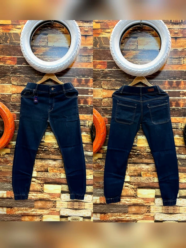 Denim Stretchable Joggers - Navy Blue, M-30