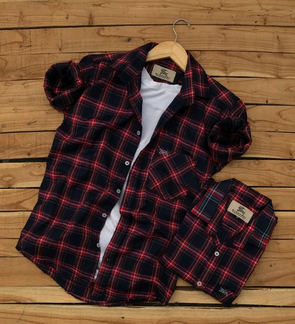 Burbery Checked Full Sleeve Shirt - Red, M-38