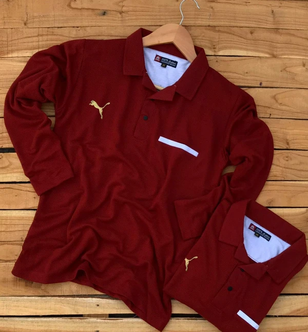 Premium Quality Full Sleeve Collar Tshirt - Red, XL-42