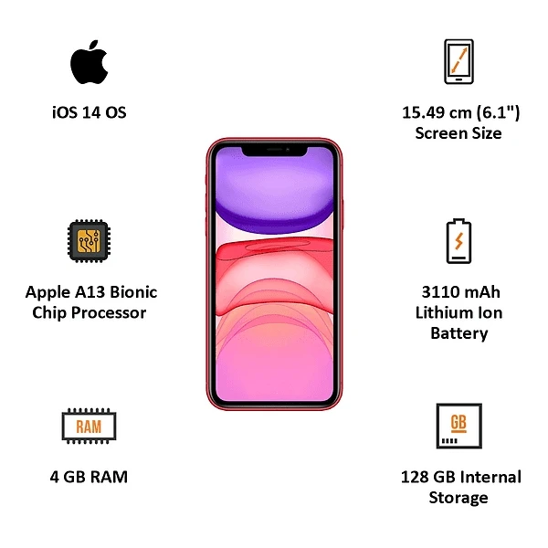 Apple iPhone 11 128GB (Apple International Warranty) - Red