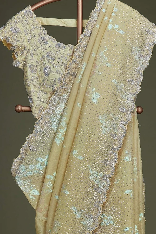 Tissue Silk Saree With Readymade Blouse - XL