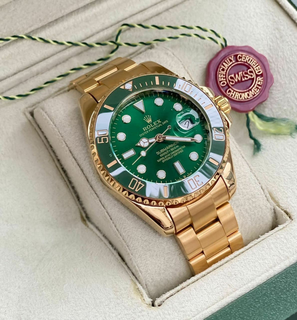 Submariner hot sale gold green