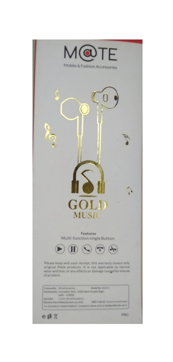 Mate CandyGold-1 Ear Phone  - 