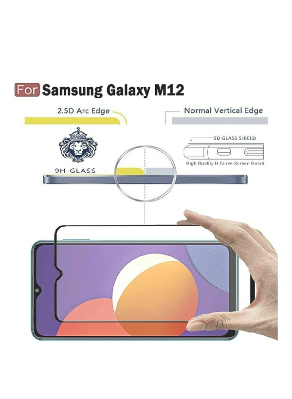 CEDO Samsung M12 / A12 / F12 Tempered Glass | Screen Protector Full Glue Coverage Edge to Edge Tempered Glass for Samsung Galaxy M12 / A12 / F12
