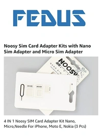 FEDUS (Pack of 1) 4 in 1 Noosy SIM Card Adapter Kit Nano, Micro,Needle for iPhone, Moto E, Nokia 