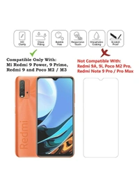 Tempered Glass Screen Guard for Mi Redmi 9 Power / 9 Prime; Poco M2 / M3 (Transparent) Full Coverage Gorilla Protector (Except Edges; slightly small Due to Curved Edges); Pack of 1