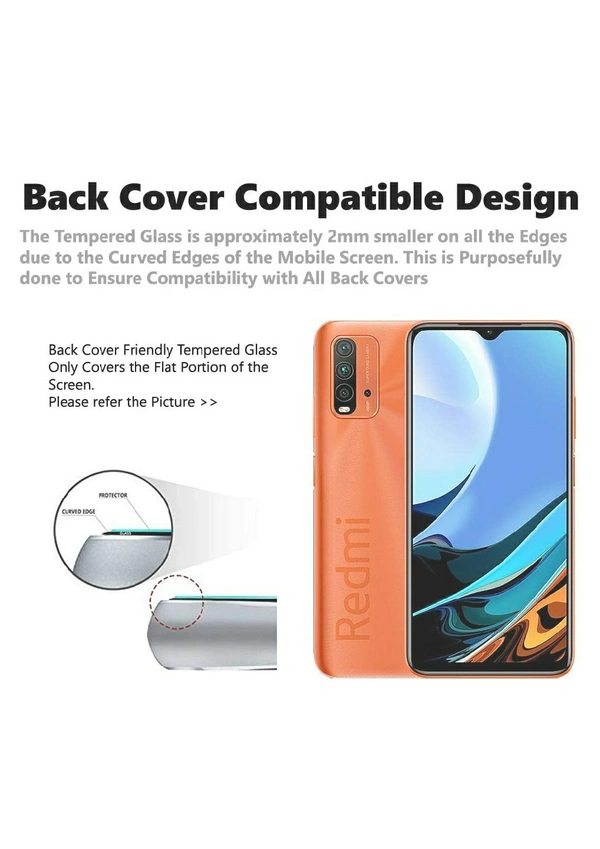 Tempered Glass Screen Guard for Mi Redmi 9 Power / 9 Prime; Poco M2 / M3 (Transparent) Full Coverage Gorilla Protector (Except Edges; slightly small Due to Curved Edges); Pack of 1