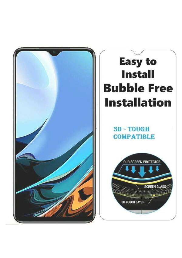 Tempered Glass Screen Guard for Mi Redmi 9 Power / 9 Prime; Poco M2 / M3 (Transparent) Full Coverage Gorilla Protector (Except Edges; slightly small Due to Curved Edges); Pack of 1