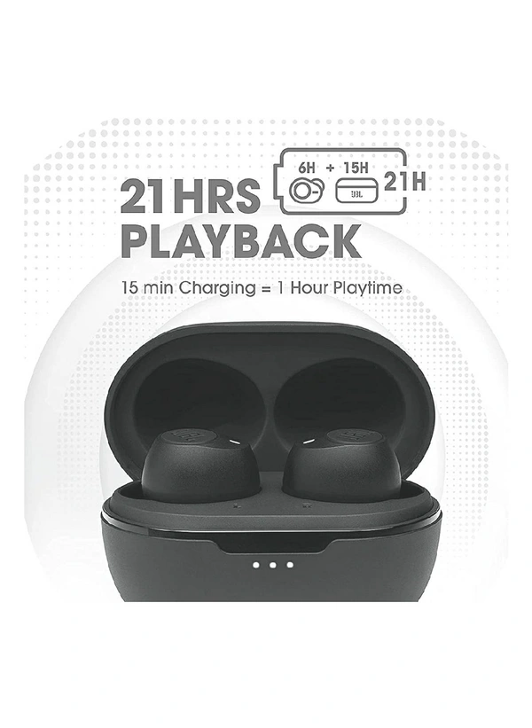 JBL C115 TWS by Harman, True Wireless Earbuds with Mic, Jumbo 21 Hours Playtime with Quick Charge, True Bass, Dual Connect, Bluetooth 5.0, Type C & Voice Assistant Support for Mobile Phones (Black)