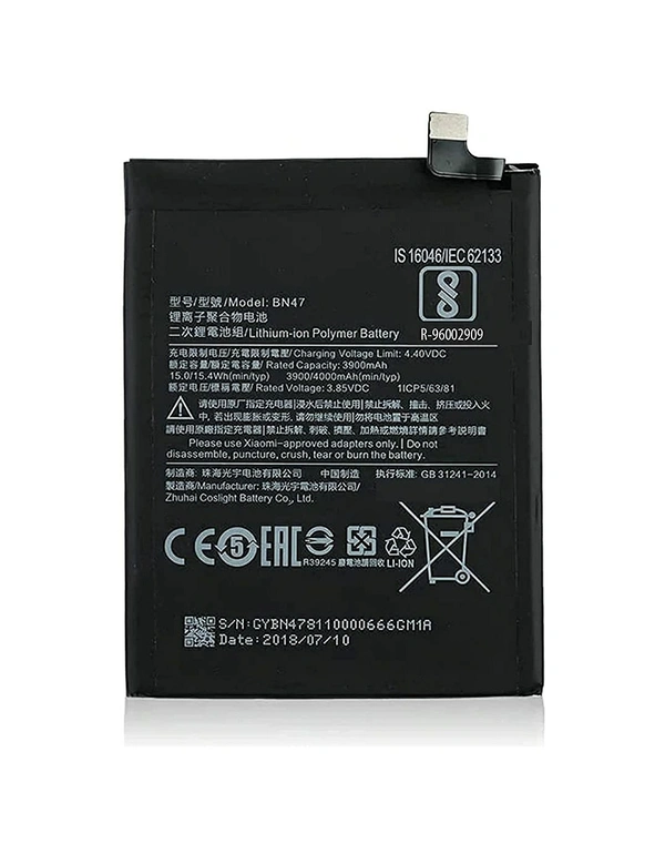 Xiaomi BN47 4000 mAh Li-ion Battery Compatible for Xiaomi Redmi 6 Pro I Mi A2 Lite