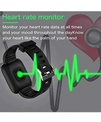 ID116 Plus Bluetooth Fitness Smart Watch for Men Women and Kids Activity Tracker (Black)