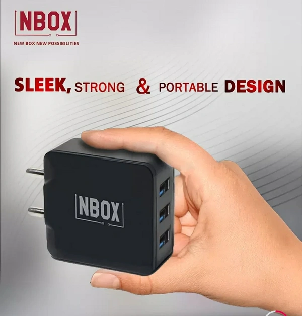 NBox NBOX 3.1A triple usb fast travel adaptor One Micro USB Cable Black
