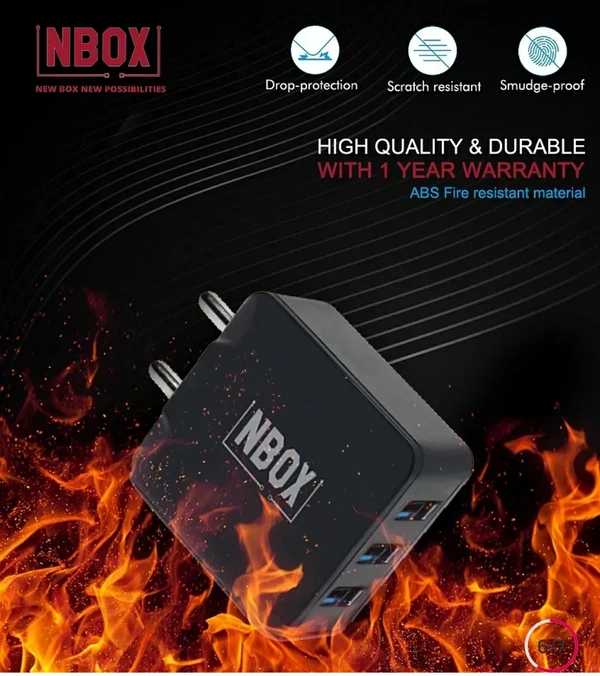NBox NBOX 3.1A triple usb fast travel adaptor One Micro USB Cable Black