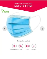 1Pack 100pcs  9Lives 3lay Disposable Anti-Pollution/Surgical Face Mask With Meltblown Layer Earloop And Nosepin - 100 Pcs