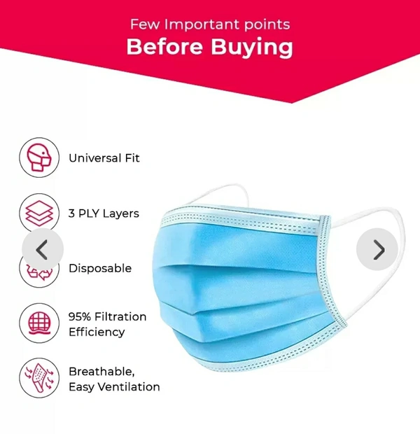 1Pack 100pcs  9Lives 3lay Disposable Anti-Pollution/Surgical Face Mask With Meltblown Layer Earloop And Nosepin - 100 Pcs