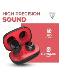 Techfire moonwalk TWS Mini Earbuds Wire less Bluetooth Color-Red