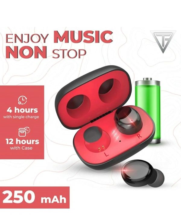 Techfire moonwalk TWS Mini Earbuds Wire less Bluetooth Color-Red
