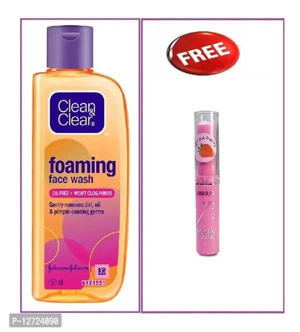 PACK OF 1 CLEAN AND CLEAR FOAMING FACEWASH 150ML + MAGIC PINK LIP BALM 