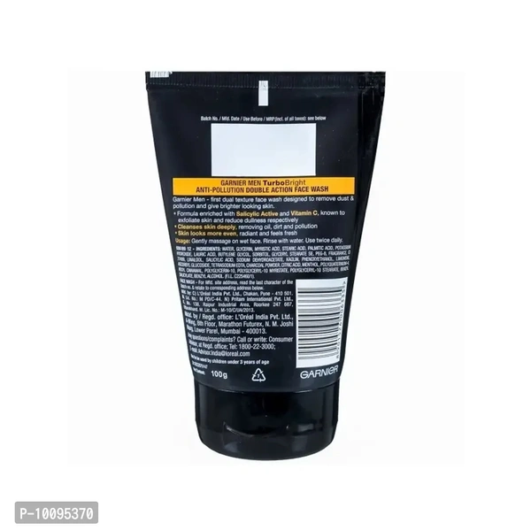 Anti Pollution Double Action Turbo Bright Garnier Men Face Wash - 100gm