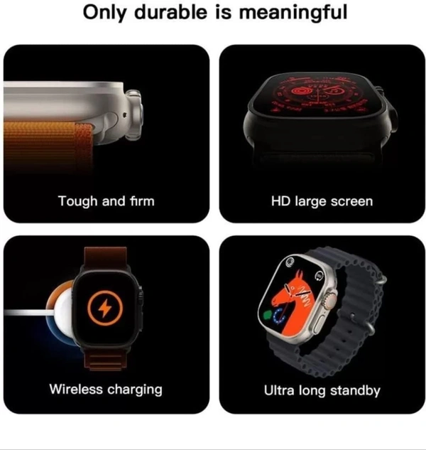 T800 Ultra Smart Watch 1.9 inch Infinite Display,Bluetooth Calling,Heart Rate Tracking, Sports Features (T800 Orange)