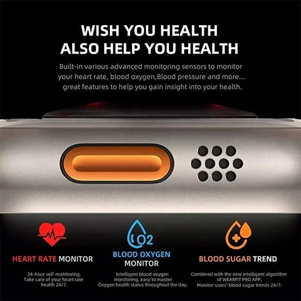 T800 Ultra Smart Watch 1.9 inch Infinite Display,Bluetooth Calling,Heart Rate Tracking, Sports Features (T800 Orange)
