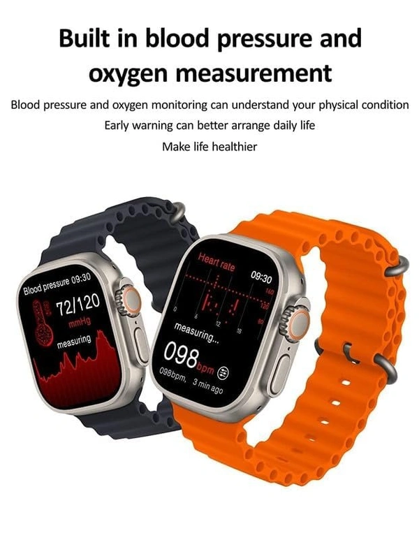 T800 Ultra Smart Watch 1.9 inch Infinite Display,Bluetooth Calling,Heart Rate Tracking, Sports Features (T800 Orange)