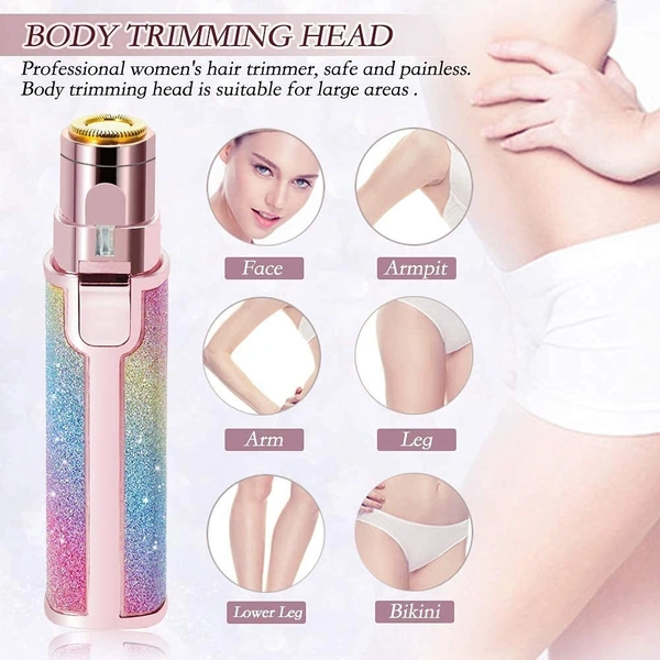 Portable eyebrow trimmer for women, epilator for women, facial hair remover for women,Face, Lips, Nose Hair Removal Electric Trimmer with Light (Rainbow)