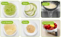 7 in 1 Vegetable Cutter with Drain Basket,Slicer Salad Machine Kitchen Tool Multifunctional Vegetable Mandoline Slicer