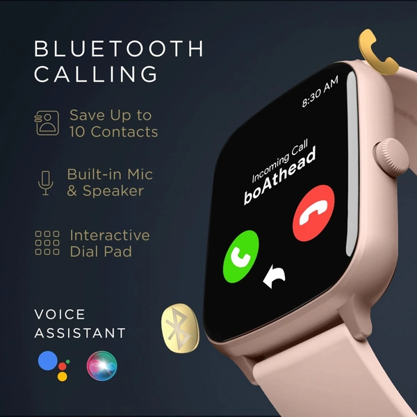Boat boAt Wave Style Call Smart Watch with Advanced BT Calling Chip,DIY Watch Face Studio, Coins, 1.69" HD Display, Health Ecosystem, Live Cricket Scores, Quick Replies, HR & SpO2(Cherry Blossom)