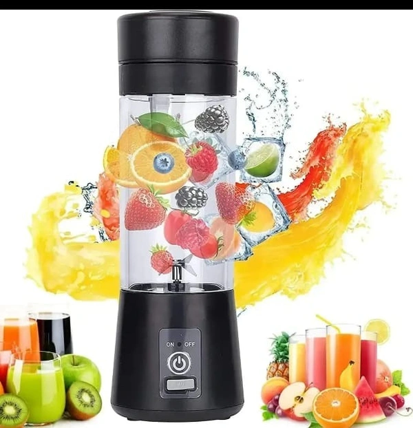 6 Blades Juicer Rechargeable Portable Electric USB Juicer Bottle Blender for Making Juice,Travel Juicer for Fruits and Vegetables,Juicer Maker Machine (MULTI-COLOUR) (Plastic) - Black