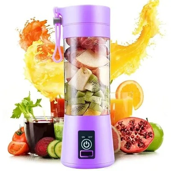 6 Blades Juicer Rechargeable Portable Electric USB Juicer Bottle Blender for Making Juice,Travel Juicer for Fruits and Vegetables,Juicer Maker Machine (MULTI-COLOUR) (Plastic) - Assorted