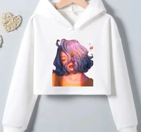 BQF-WHITE PRINTED HOODIE FOR WOMEN - L, Smile