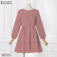 Fashionable Stylish Regular Imported Georgette Dori Belt Dress - Pink, L